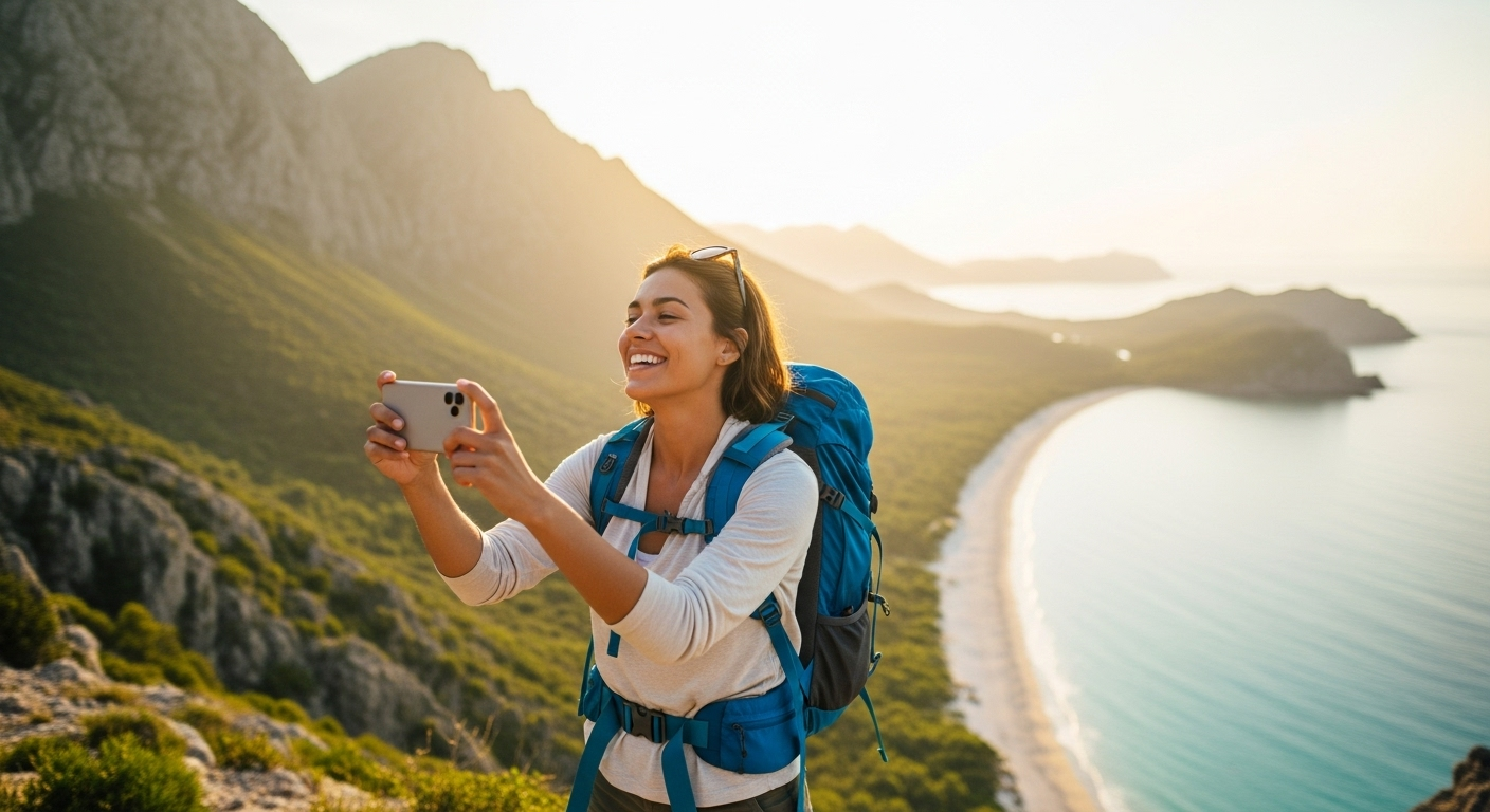 Woman taking photos to preserve memories